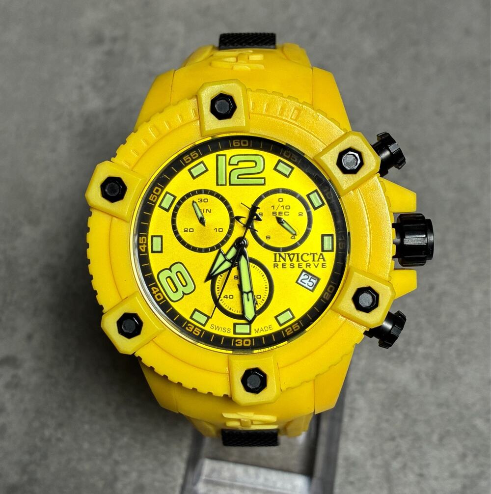 Invicta Reserve 17294 Yellow Chronograph Swiss Made Watch 100M Flame Fusion Rare